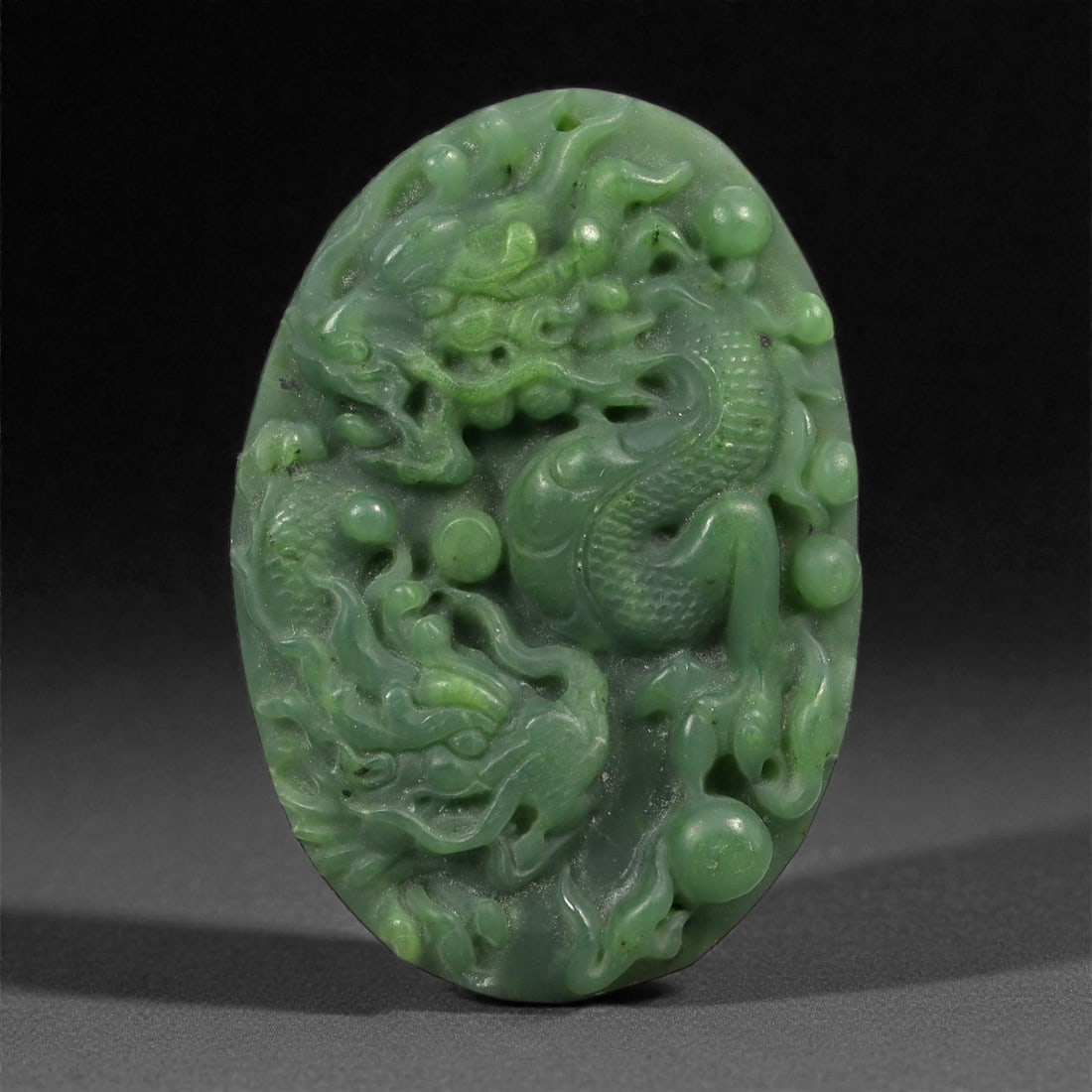 Chinese Jade Dragon Pendant - Carved Relief Amulet 5.8cm, 83ZC (1 of 2)