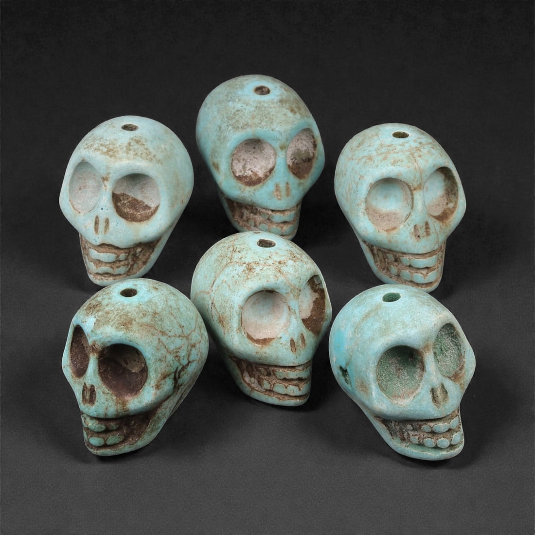 Lot of Tibetan Turquoise Skull Beads, Mid-20th Century, 1.7-1.8cm, 64LH (1 of 1)
