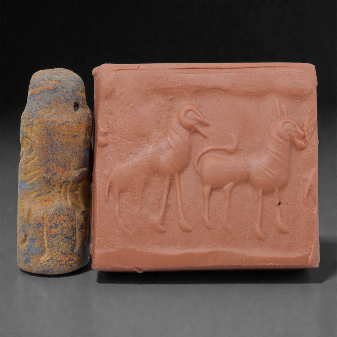 Ancient Lapis Cylinder Seal - Near Eastern Animal Procession, 93Y (1 of 2)