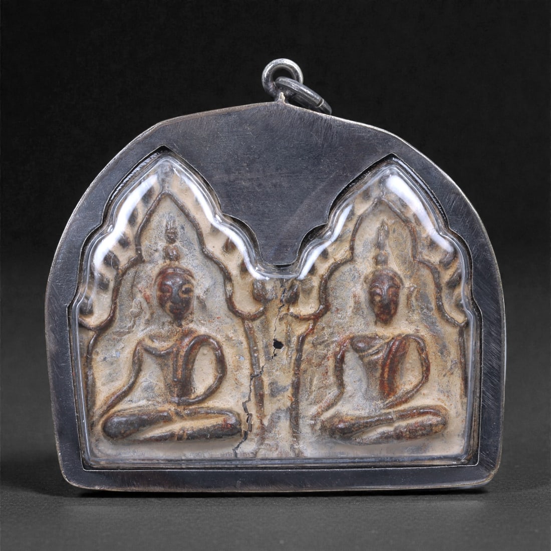 Buddhist Amulet Pendant - Southeast Asian Double Buddha Shrine, 41L (1 of 2)