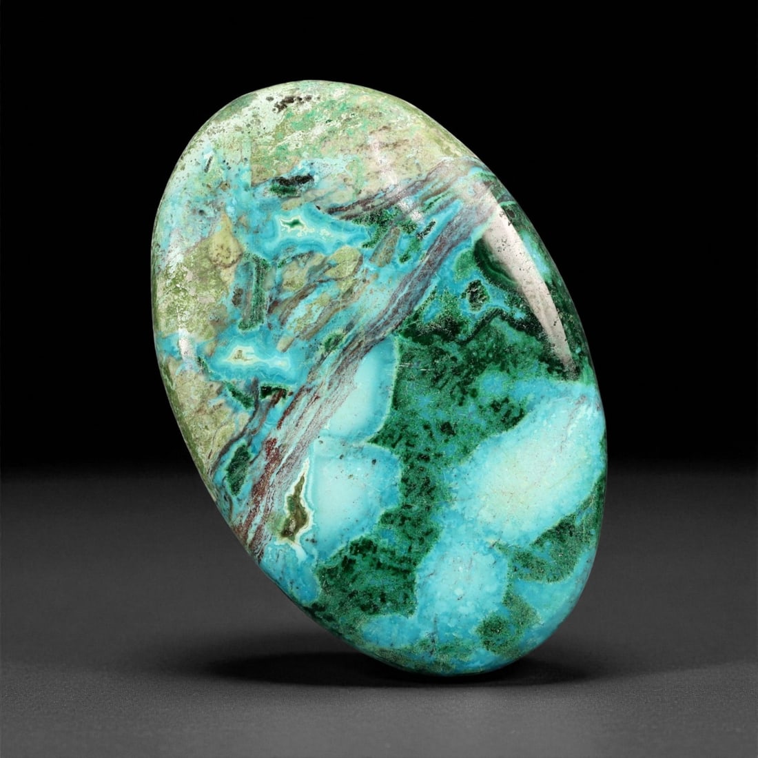 51.26 Carats Blue-Green Chrysocolla-Malachite Cabochon - Natural Oval Cut, 4.3 x 2.8 cm, 41XE (1 of 1)