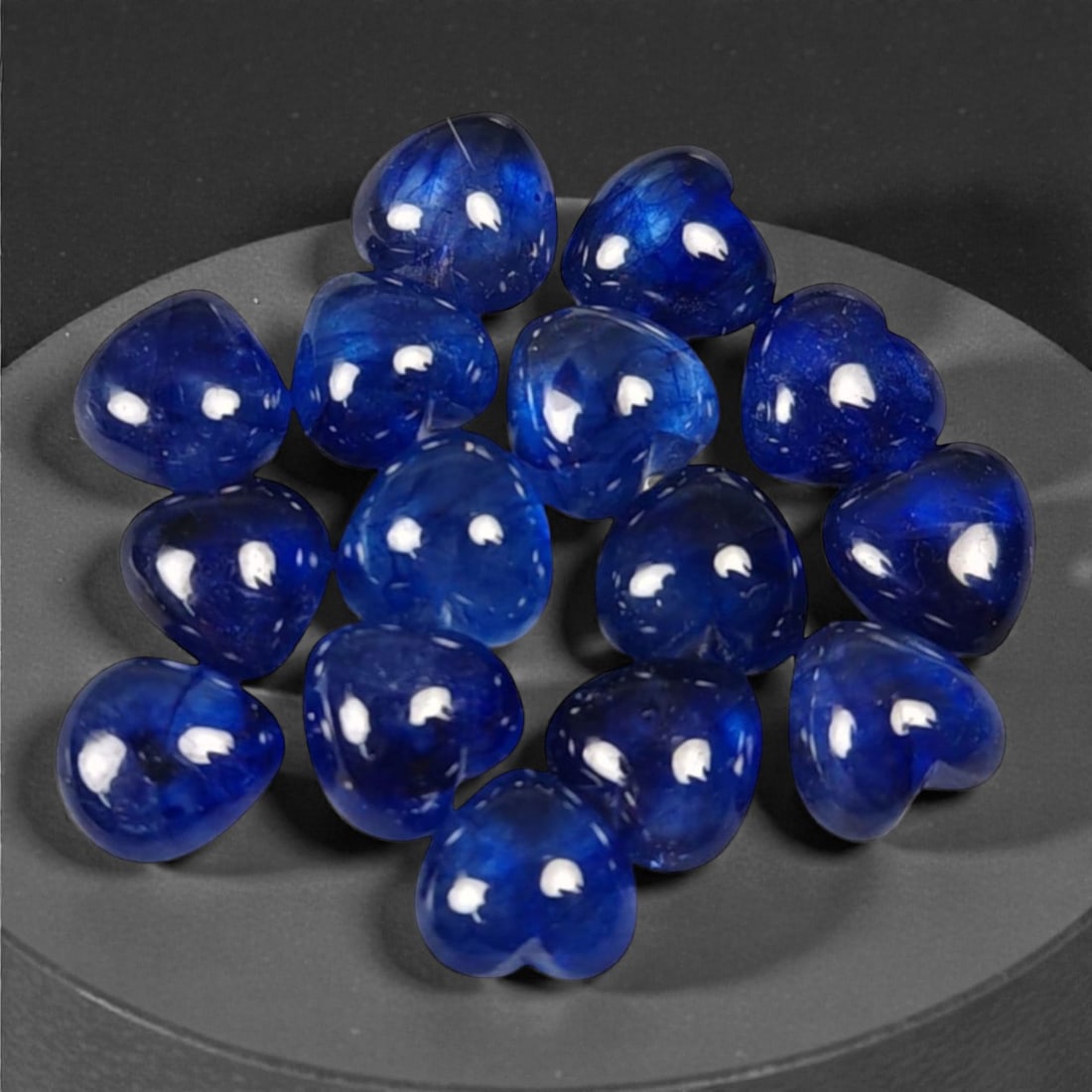 42.08 Carats Deep Royal Blue Sapphire Heart Cabochon Lot - Natural Ceylon Stones, 7XA (1 of 2)
