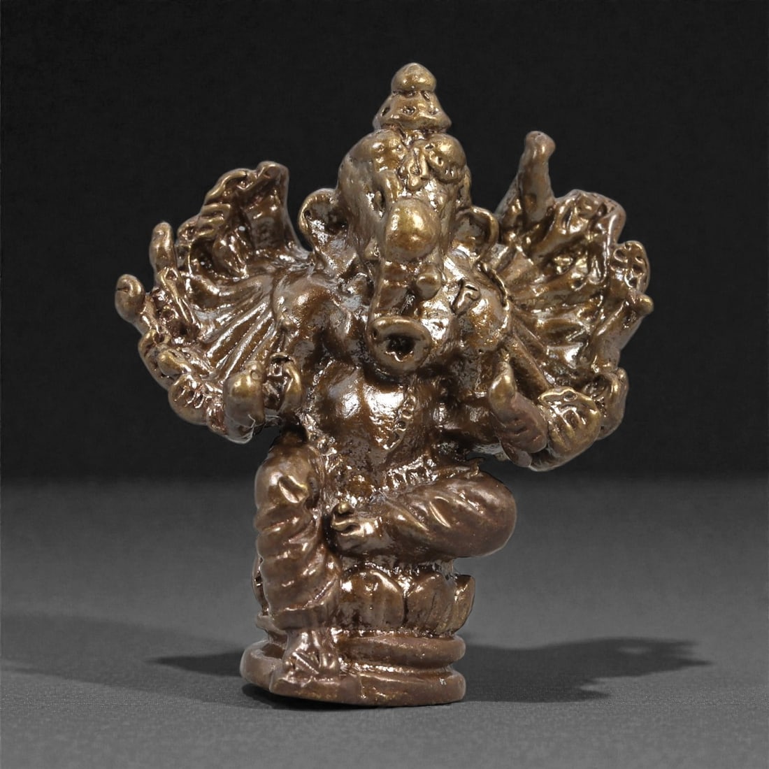 Bronze Multi-Armed Ganesha Idol - Hindu Ritual Figurine, 11D (1 of 3)
