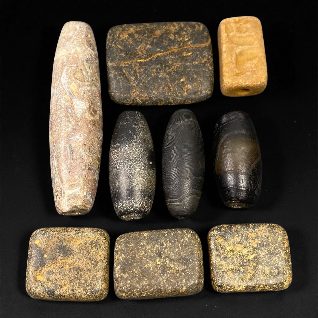 Ancient Mesopotamian Agate and Steatite Beads and Stamp Collection, c. 2300-1900 BCE 2-5.7 cm, 72EF (1 of 1)