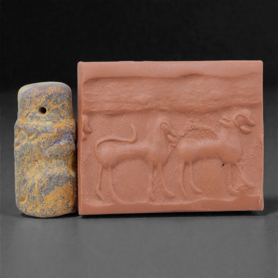 Ancient Lapis Cylinder Seal - Near Eastern Animal Procession, 94Y (1 of 2)