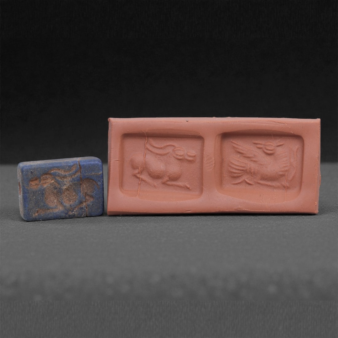 Ancient Near East Double-Convex Lapis Lazuli Stamp Bead, 1.9cm, 39N (1 of 2)