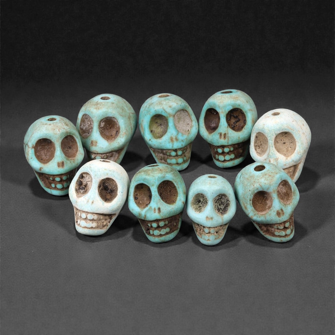 Lot of Tibetan Turquoise Skull Beads, Mid-20th Century, 1.5-1.7cm, 69LH (1 of 1)