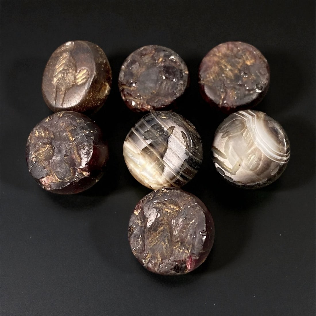Ancient Near Eastern Agate and Hematite Stamp Seals, c. 2nd-1st Millennium BCE, 1.2 cm, 99EP (1 of 2)