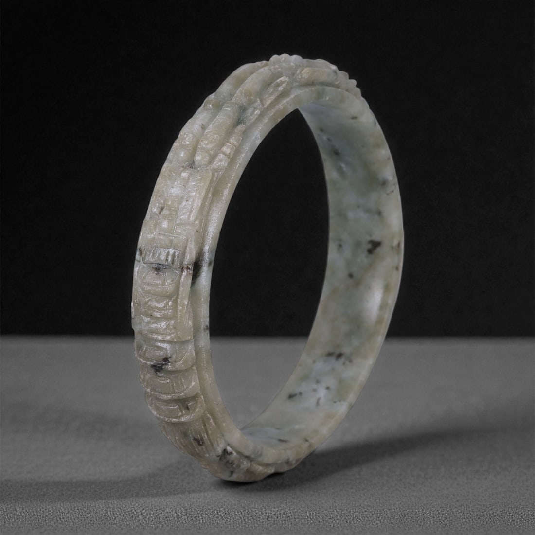 Carved Jade Dragon Bangle - Chinese Style Bracelet, 26WE (1 of 3)
