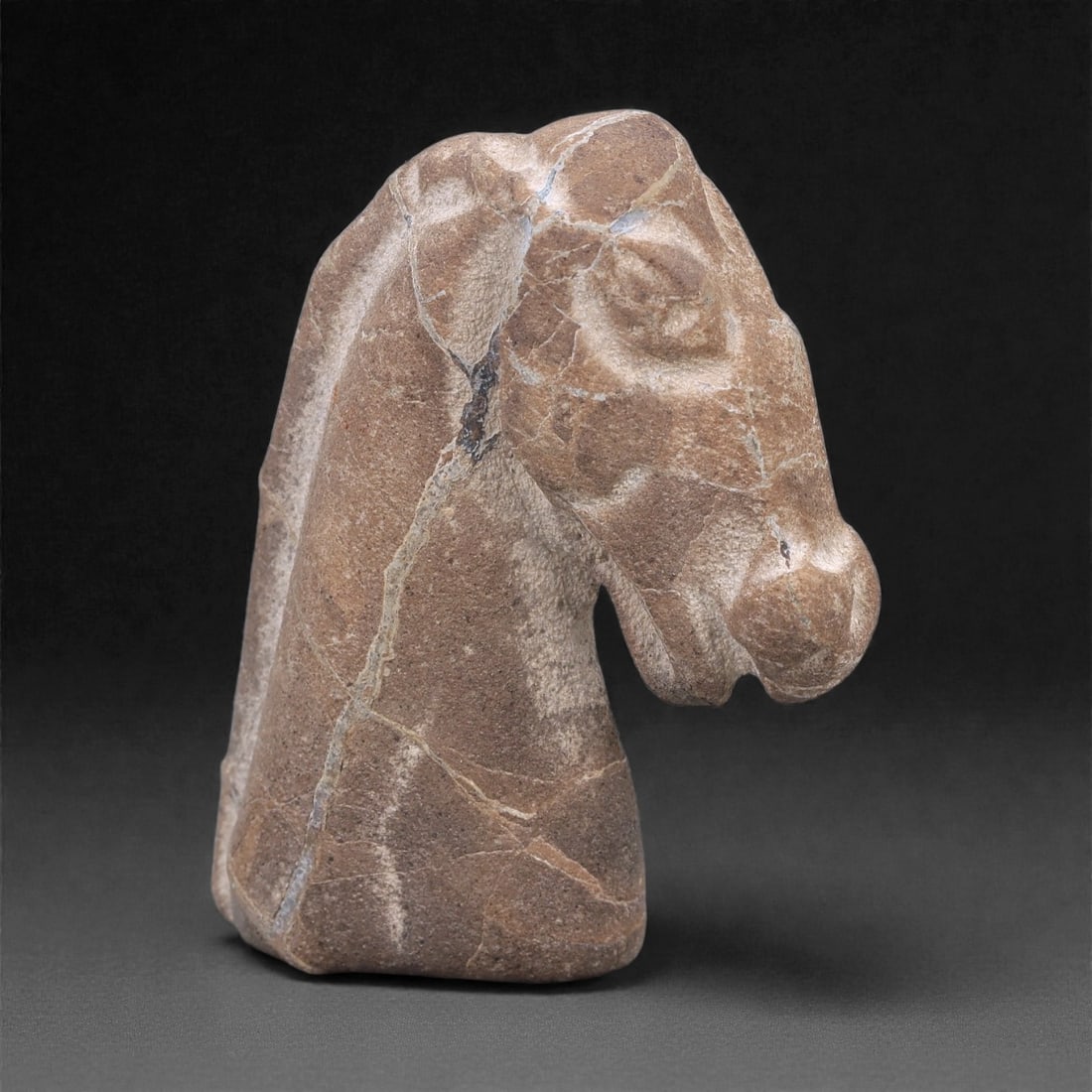 Ancient Stone Horse Head - Near Eastern Animal Figurine, 82F (1 of 3)