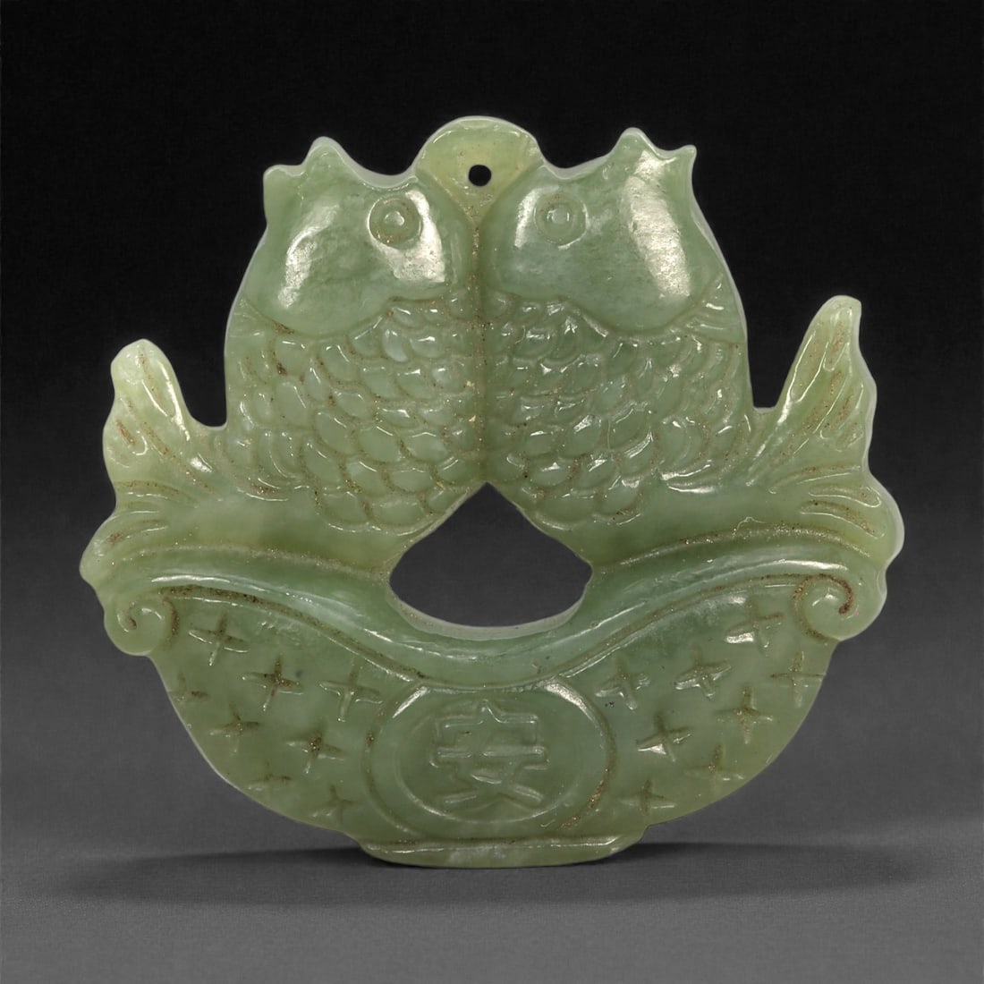 Chinese Jade Double Fish Pendant - Auspicious Pair Carving 4.8cm, 95ZD (1 of 2)