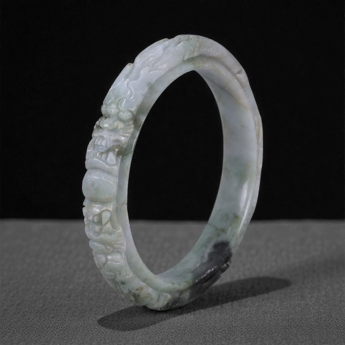 Carved Jade Dragon Bangle - Chinese Style Bracelet, 6WE (1 of 3)
