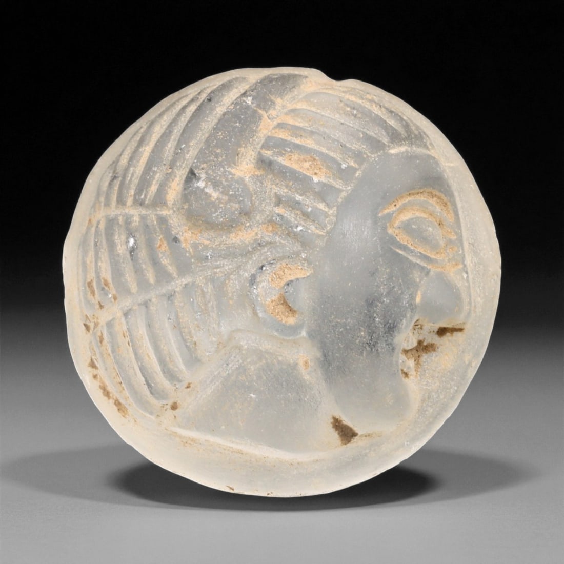 Ancient Medieval Coptic Egyptian Male Portrait Glass Medallion, c. 10th-12th Century CE, 3.3cm, 42ER (1 of 2)