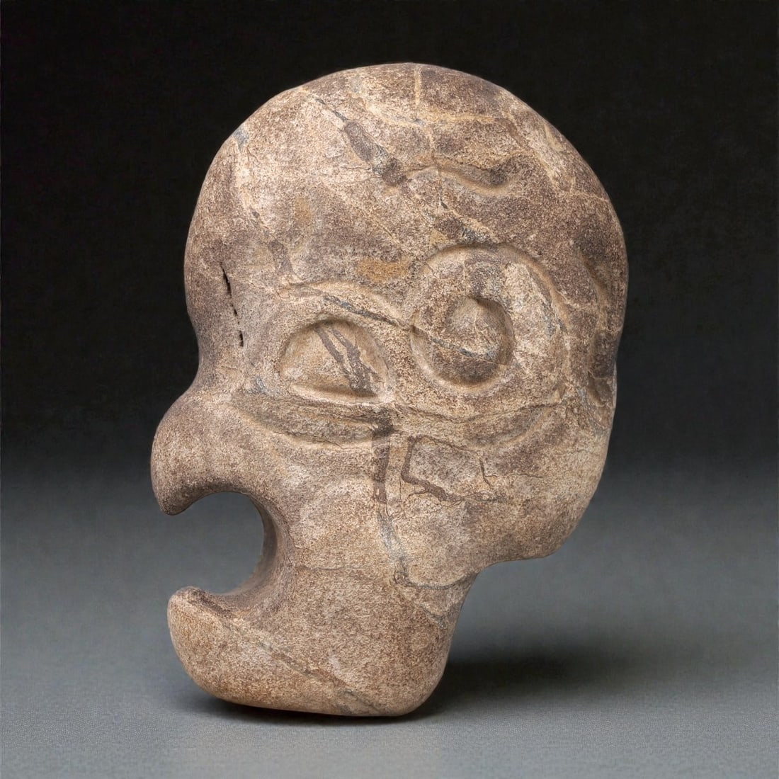 A Pre-Columbian Mesoamerican Stone Anthropomorphic Pendant, Late Preclassic-Early Classic, 76R (1 of 2)