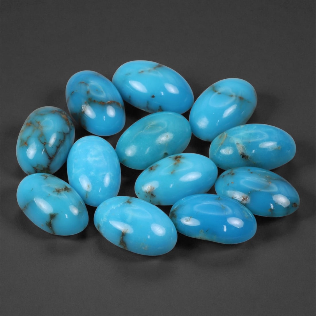 16.85 Carats Bright Blue Turquoise Cabochon Lot - Natural 10 mm Oval Stones, 83XC (1 of 1)