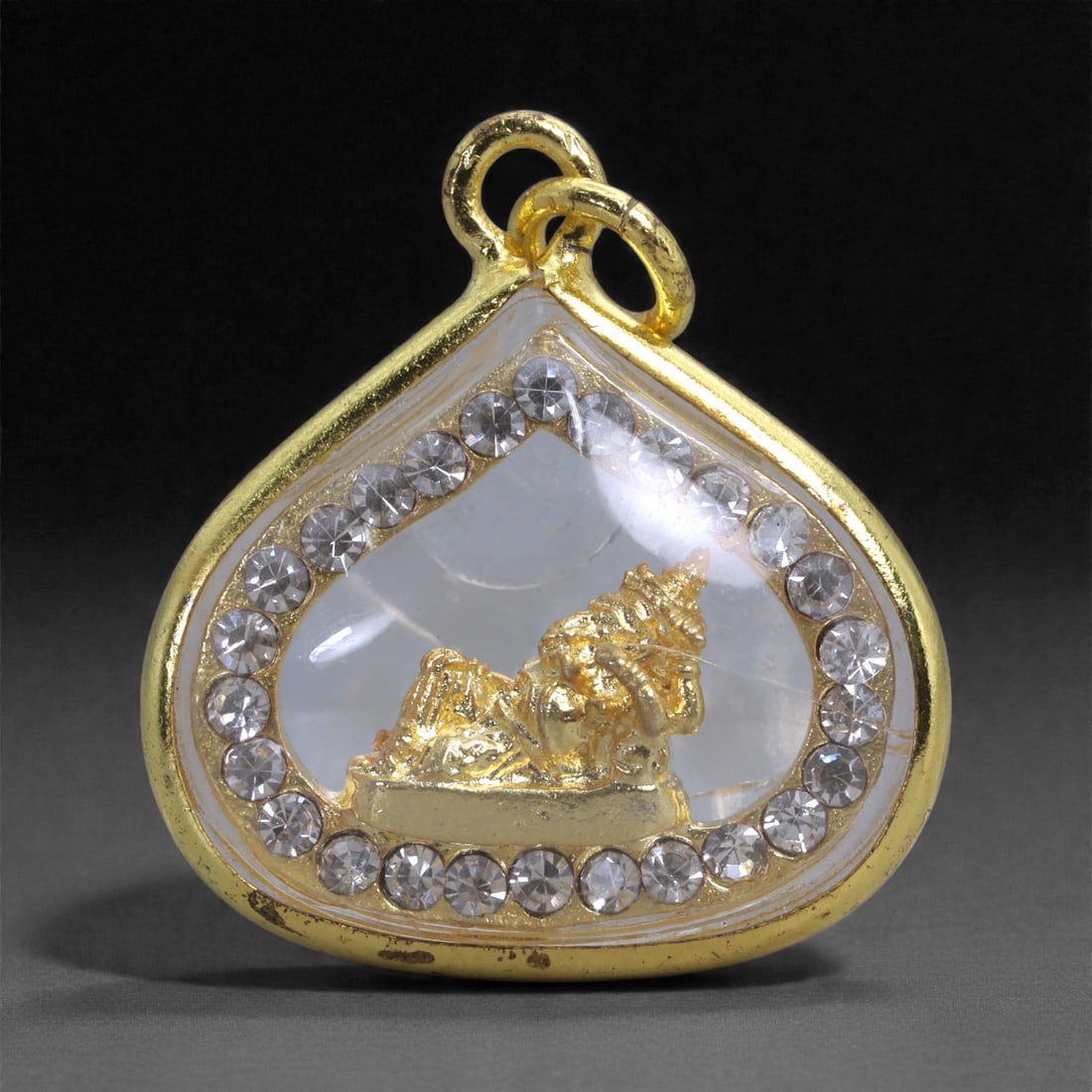 Thai Gilt Ganesha Amulet - Reclining Deity Pendant, 21X (1 of 2)