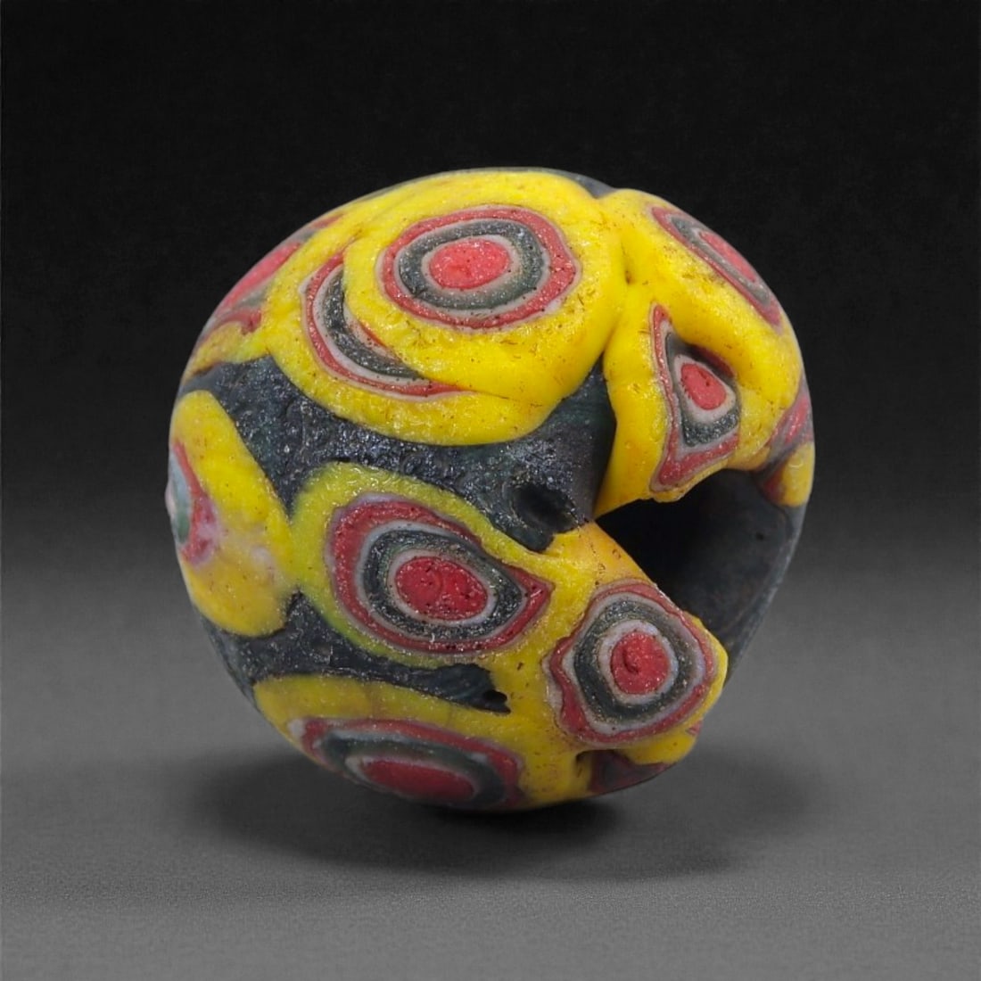 Ancient Phoenician Eye Mosaic Glass Bead - Multilayer Cane Ornament, 38J (1 of 2)