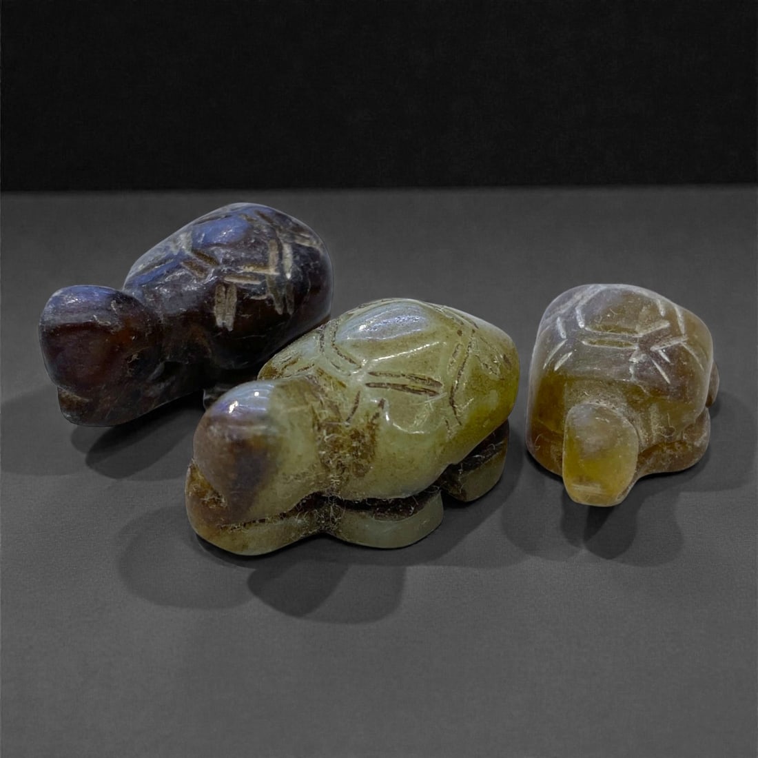 Three Chinese Hetian Jade Tortoise Figures, Qing Dynasty, 12g, 87BB (1 of 1)