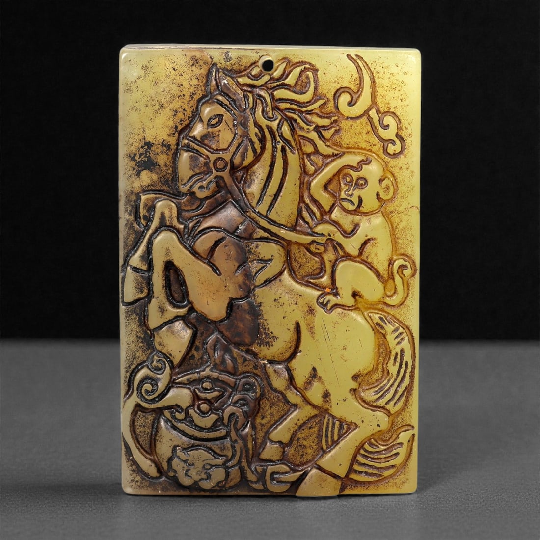 Chinese Jade Horse Pendant - Zodiac Relief Carving 7cm, 99ZD (1 of 2)