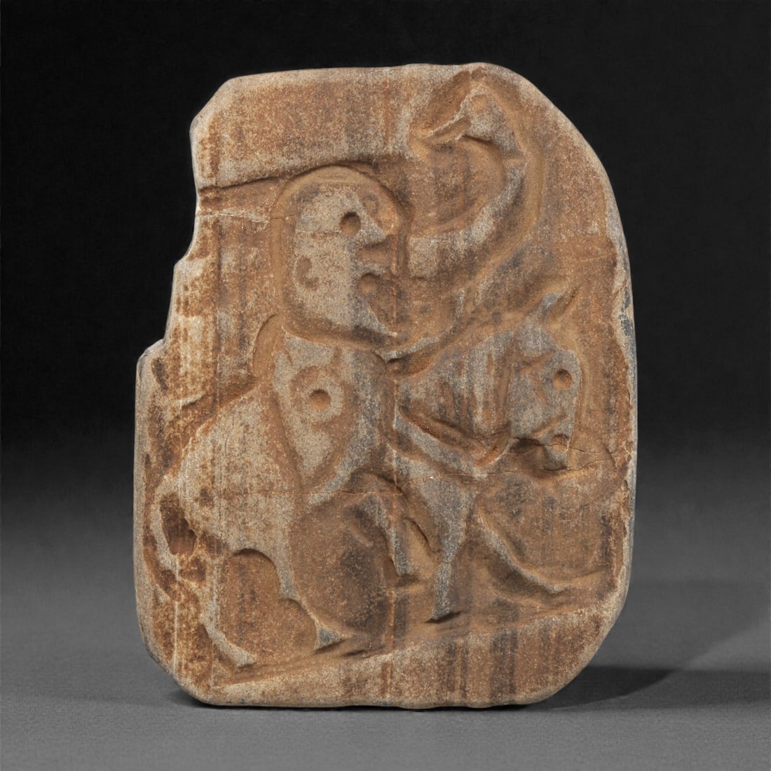 A Medieval Scottish Carved Stone Relief with Mounted Figures, 12th-13th Century CE, 49ZC (1 of 2)