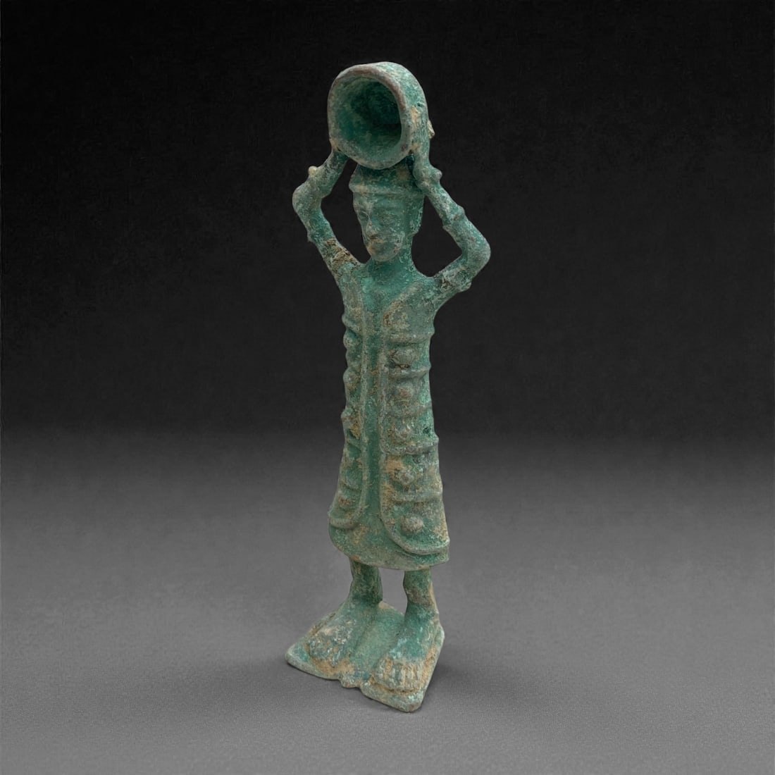 A Near Eastern Bronze Figure of a Standing Attendant, 2nd-1st Millennium BCE, 124g, 31AA (1 of 3)