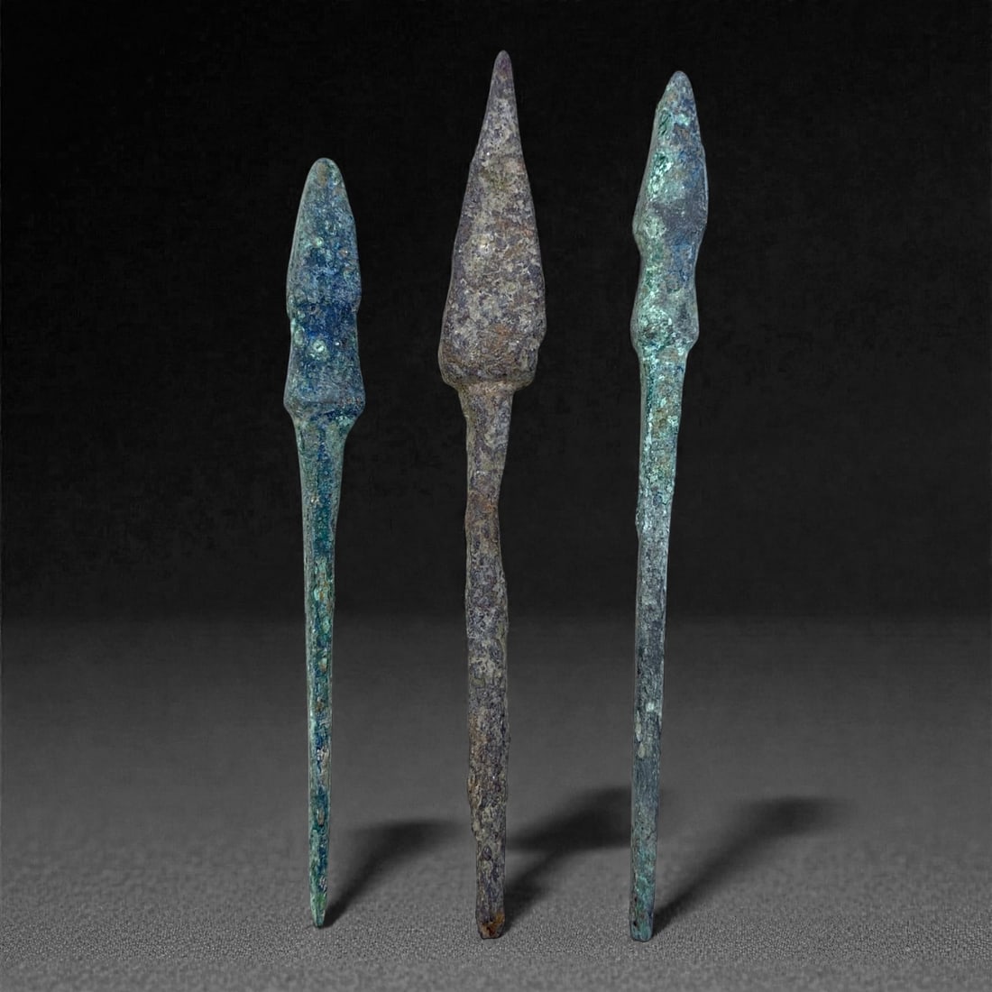 A Group of Three Ancient Bronze Arrowheads, 2nd-1st Millennium BCE, 36g, 90BB (1 of 1)