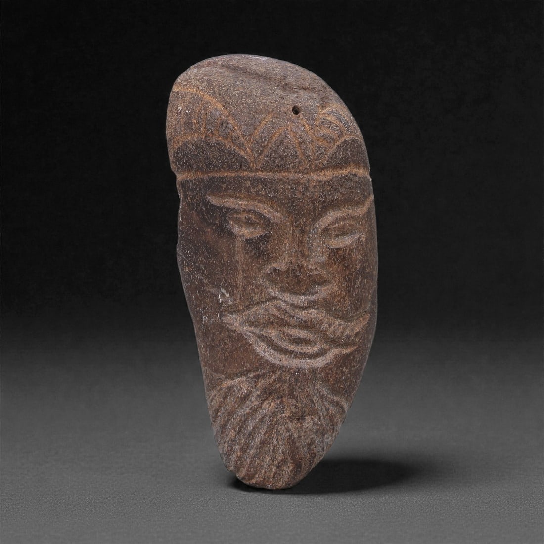Ancient Fossilized Bone Stone Anthropomorphic Head - Near Eastern Figurine 8cm, 6ZD (1 of 2)