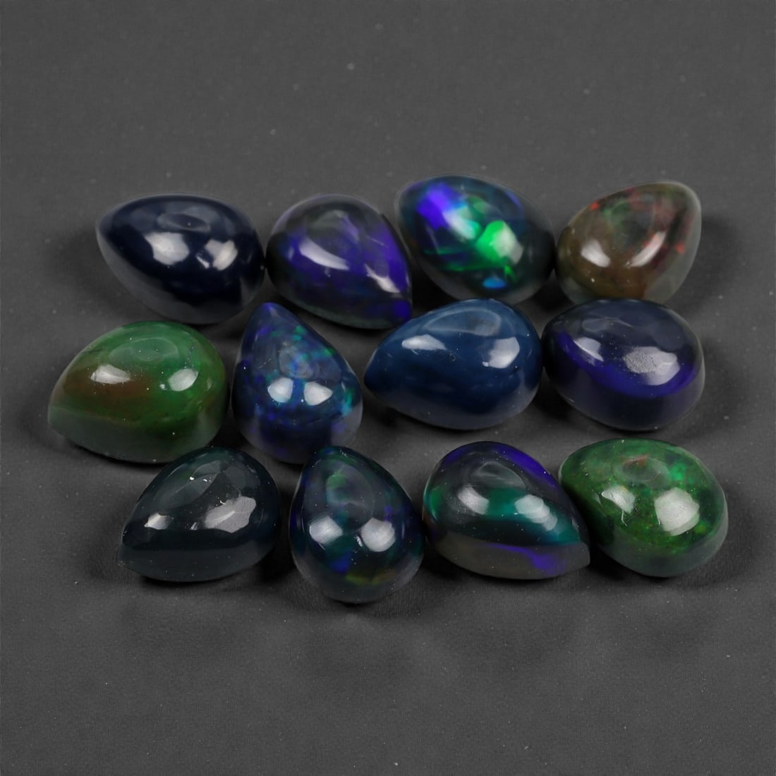 6.86 Carats Smoked Black Opal Pear Lot - Natural Ethiopian Stones - 6.7x4.9mm, 67XA (1 of 1)