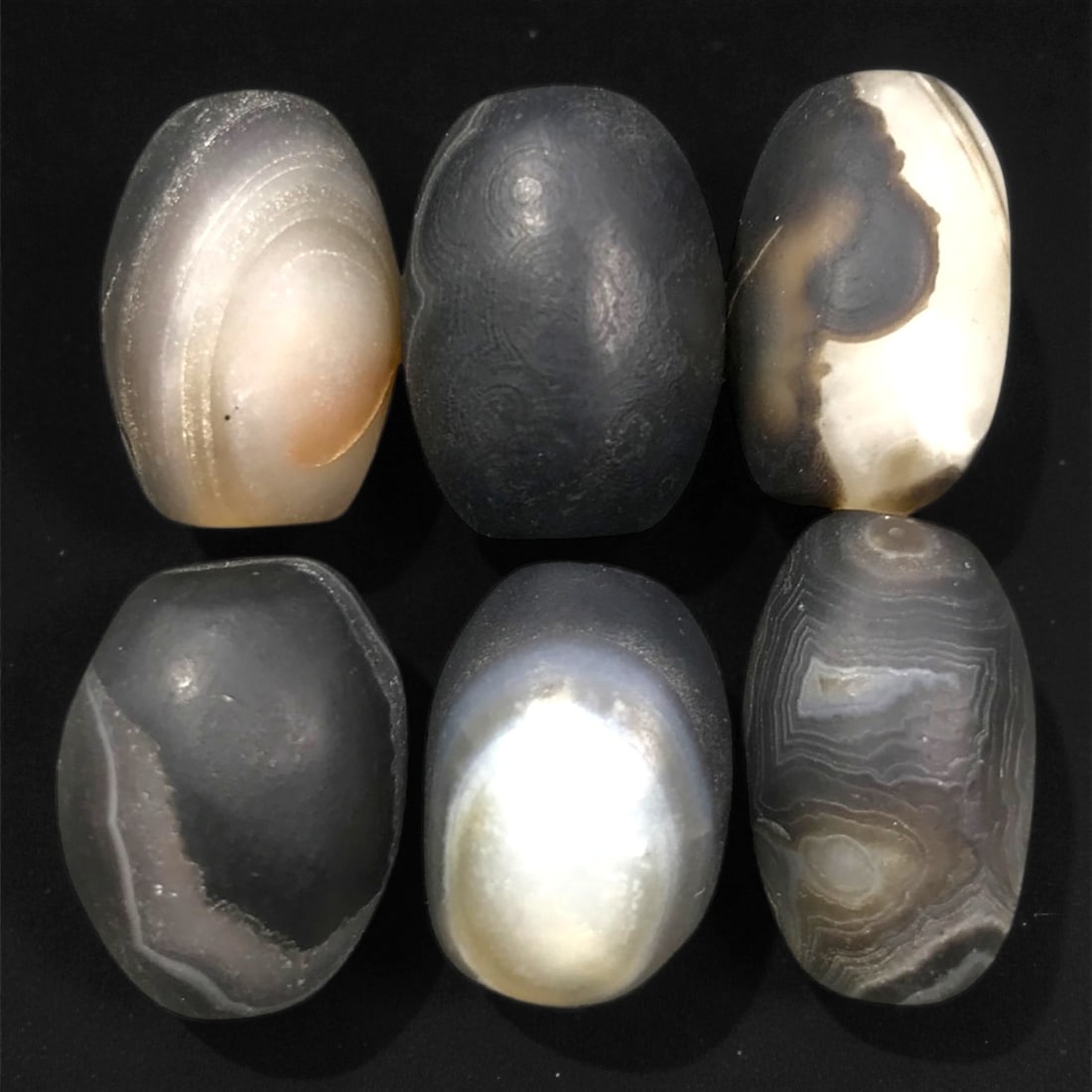 Antique Medieval Middle Eastern Banded Agate Bead Set, c. 12th-15th Century CE 2.3-2.5 cm, 64EM (1 of 1)