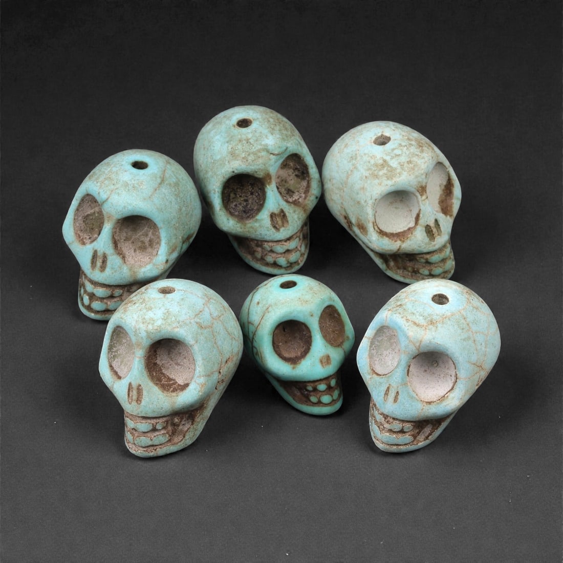 Lot of Tibetan Turquoise Skull Beads, Mid-20th Century, 1.5-1.8cm, 66LH (1 of 1)