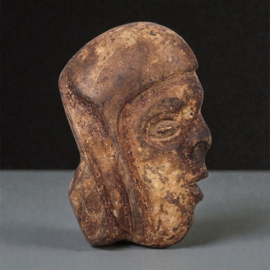 A Pre-Columbian Mesoamerican Stone Head, Late Preclassic-Early Classic Period, 59R (1 of 2)