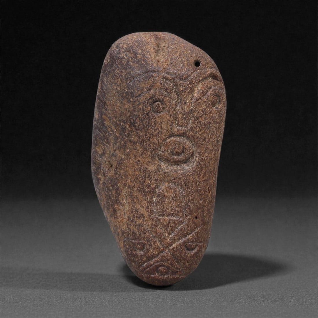 Ancient Fossilized Bone Stone Anthropomorphic Face - Near Eastern Figurine 5.4cm, 11ZD (1 of 2)