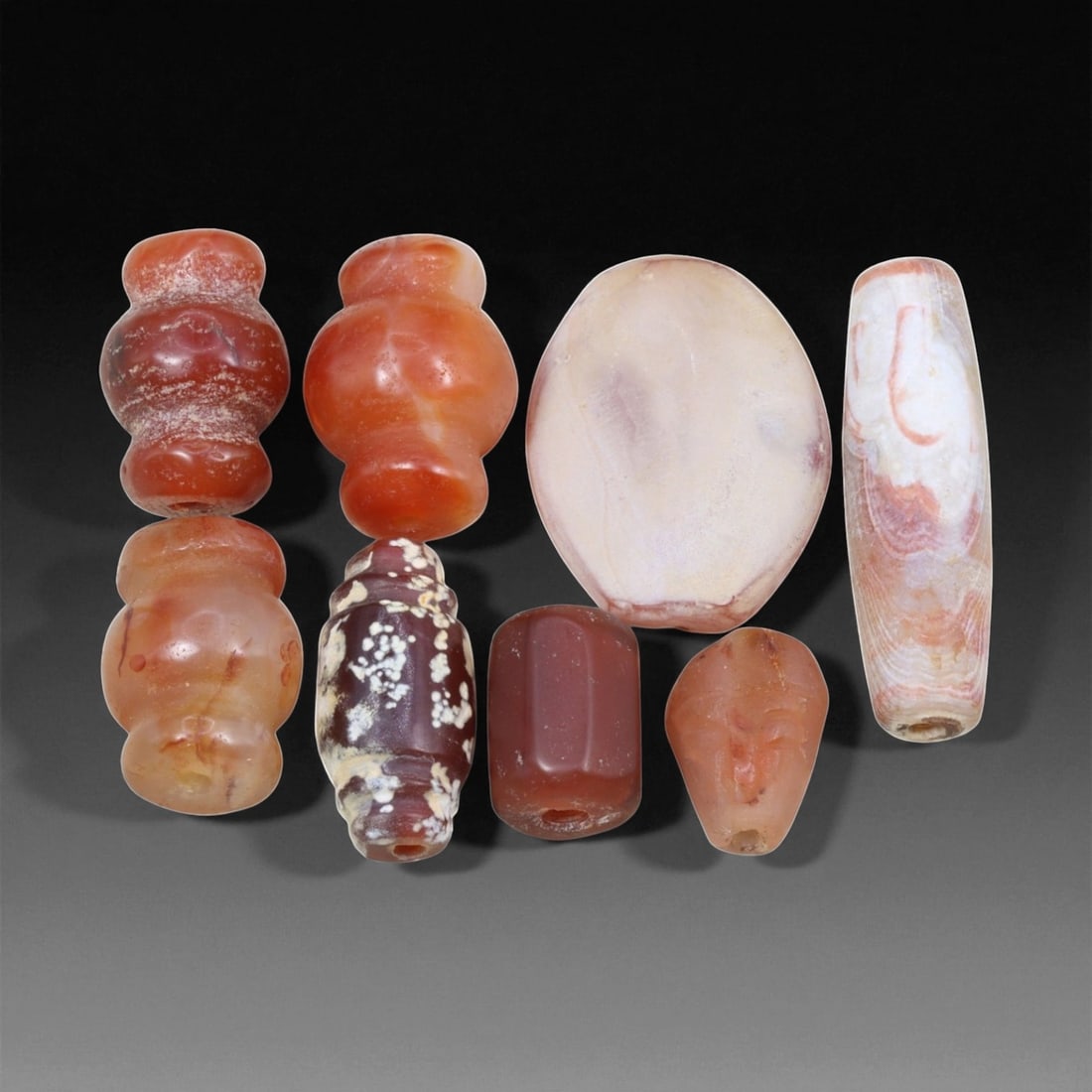 A Medieval Indo-Persian Carnelian and Agate Bead Group, c. 11th-14th Century CE, 1.5-3.7cm, 46EL (1 of 1)