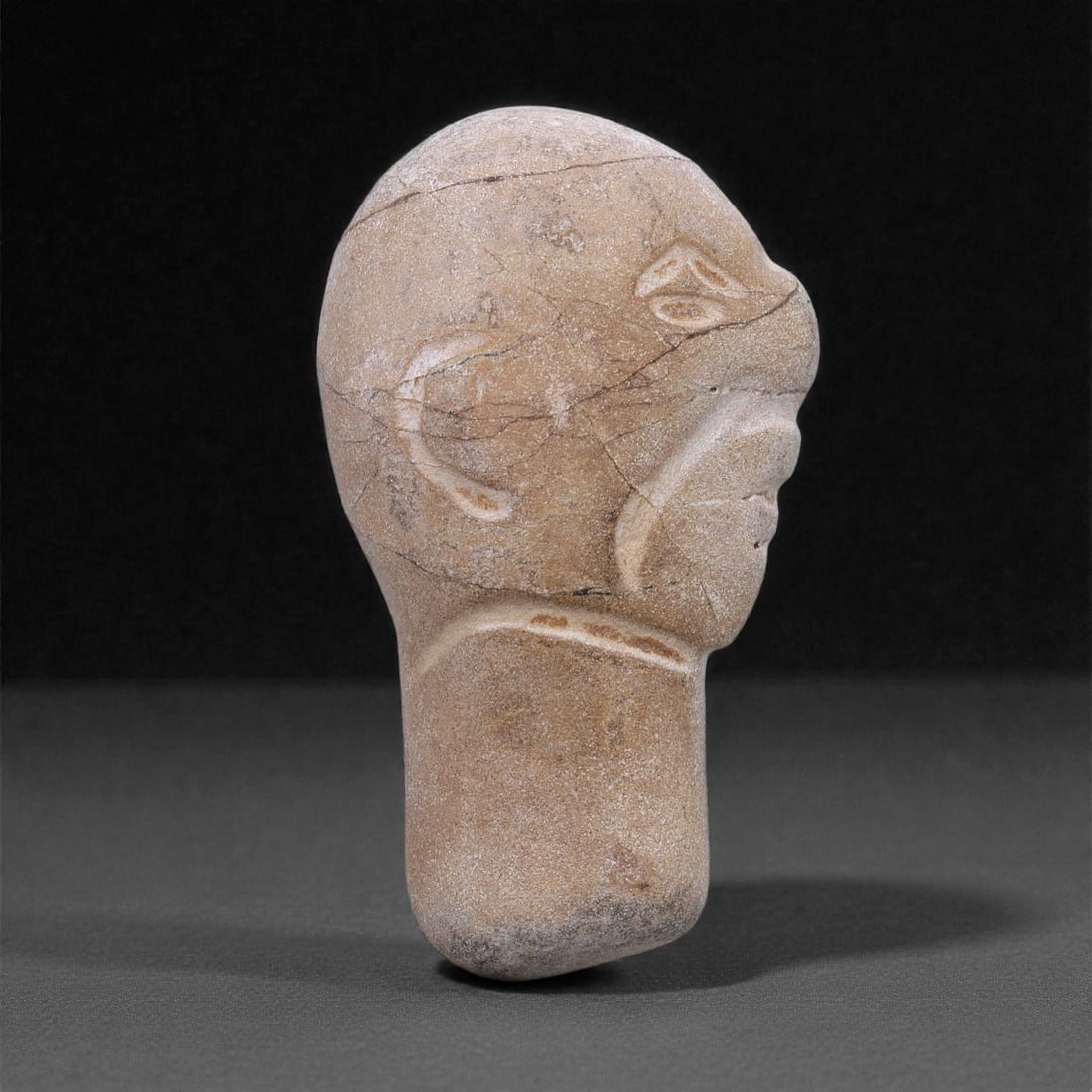 Ancient Stone Human Bust - Ritual Figurine, 19G (1 of 2)
