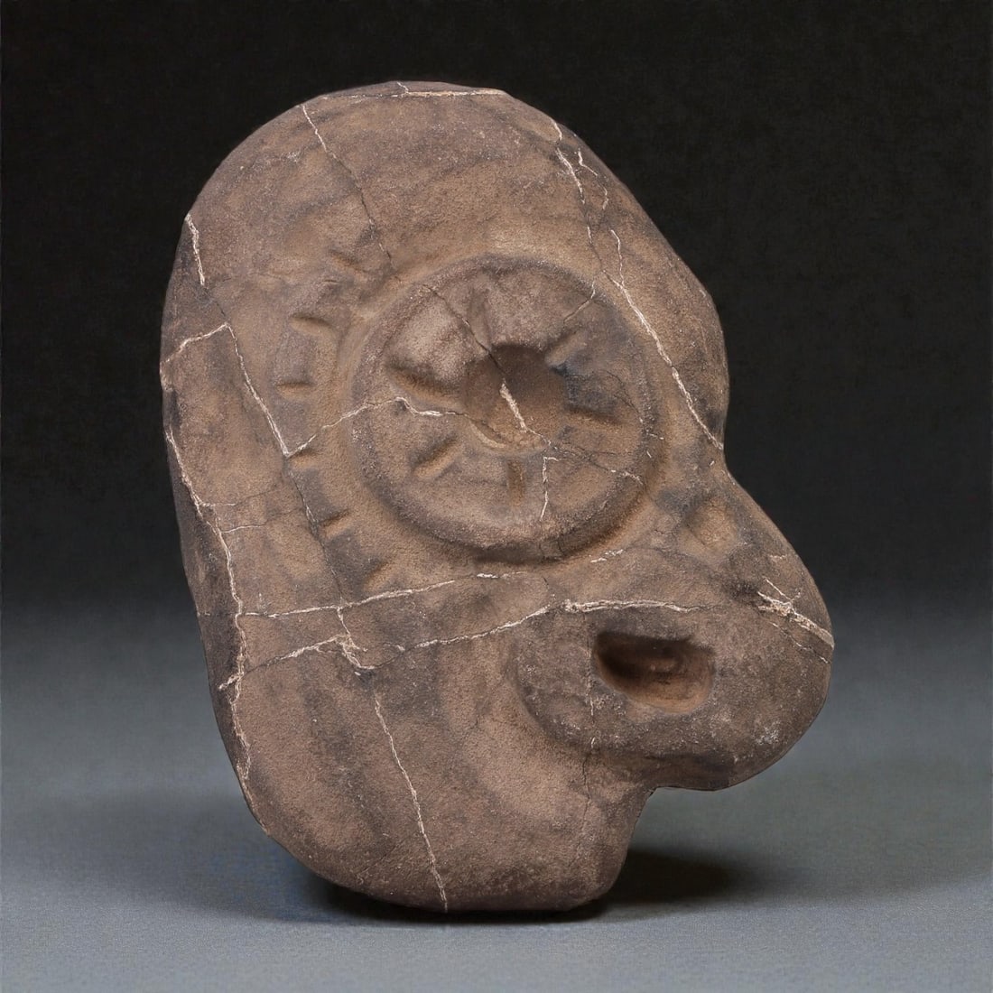 A Pre-Columbian Mesoamerican Stone Anthropomorphic Head, Late Preclassic-Early Classic Period, 48R (1 of 2)