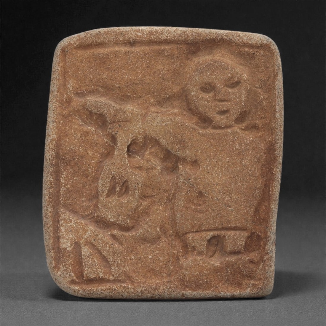 A Byzantine Stone Relief Plaque with Human Figure and Quadruped, 11th-12th Century, 64A (1 of 2)