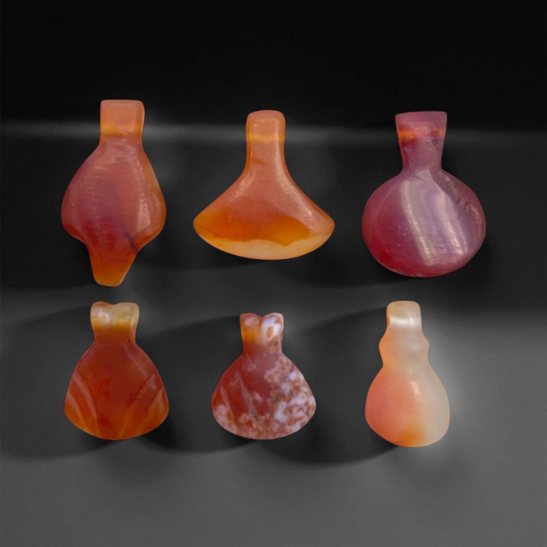 Ancient Coptic Egyptian Carnelian and Agate Amulet Group, c. 4th-7th Century CE, 1.5-2cm, 7g, 22S (1 of 1)
