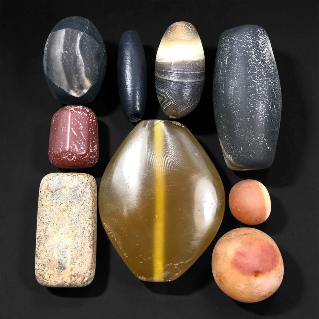 Ancient Mesopotamian Agate, Carnelian, and Chalcedony Bead Collection, c. 2300-1800 BCE 1-4 cm, 88EM (1 of 1)
