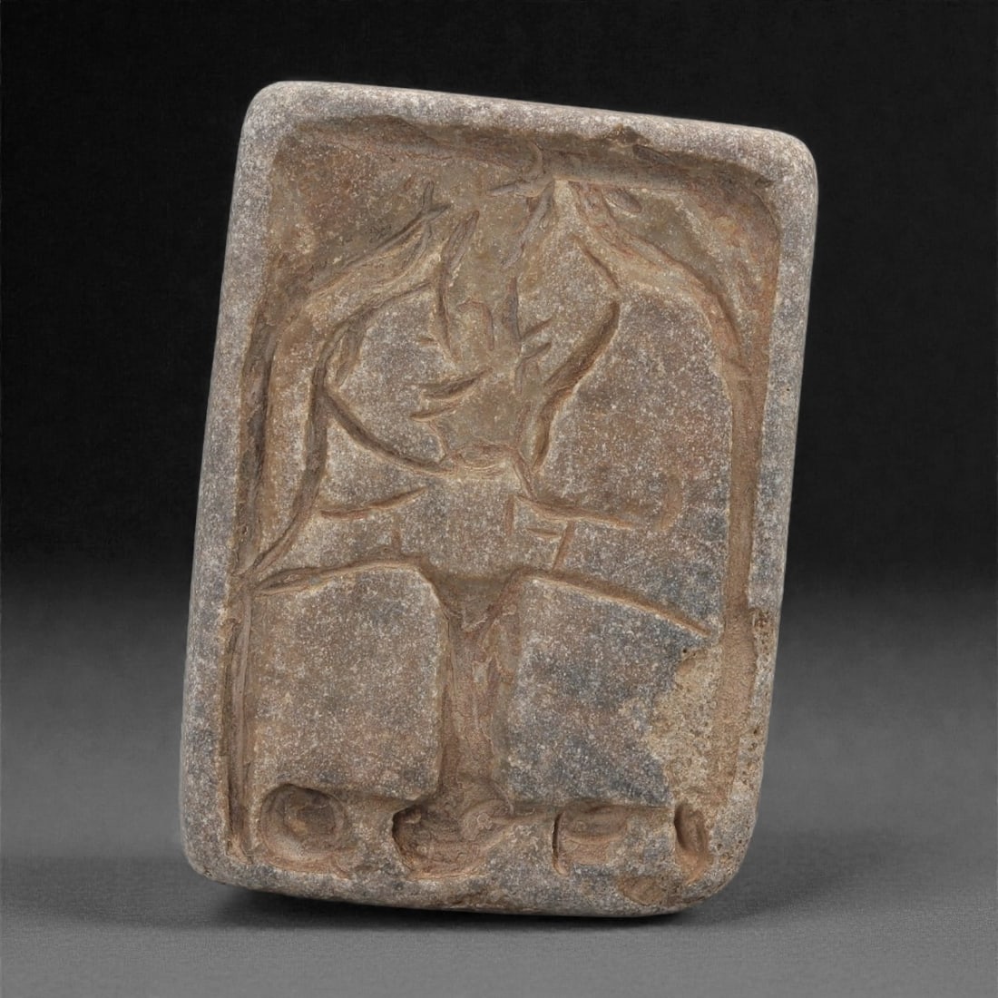 A Byzantine Stone Relief Plaque with Two Confronted Human Figures, 10th-12th Century, 97A (1 of 2)