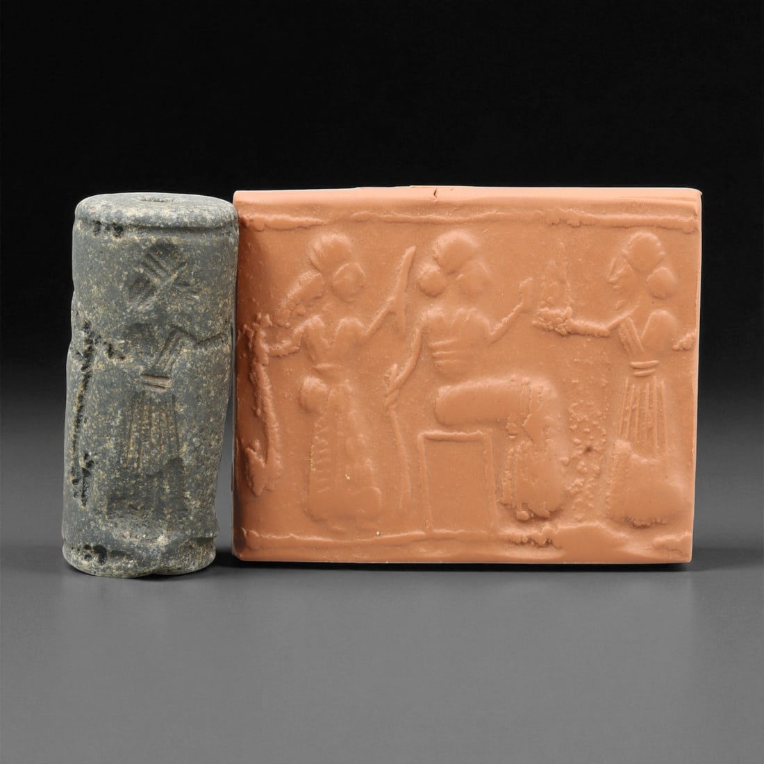 A Mesopotamian Stone Cylinder Seal, 3rd-2nd Millennium BCE, 4.9cm, 74EJ (1 of 2)