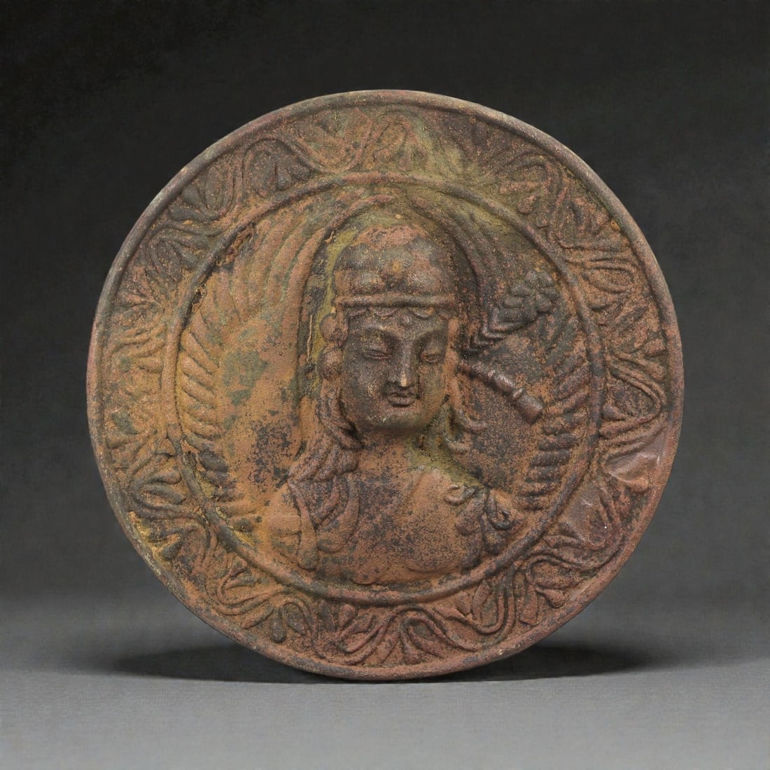 A Gandharan Bronze Roundel with Bust of a Female Figure, Kushan Period, 2nd-3rd Century CE, 76LP (1 of 2)