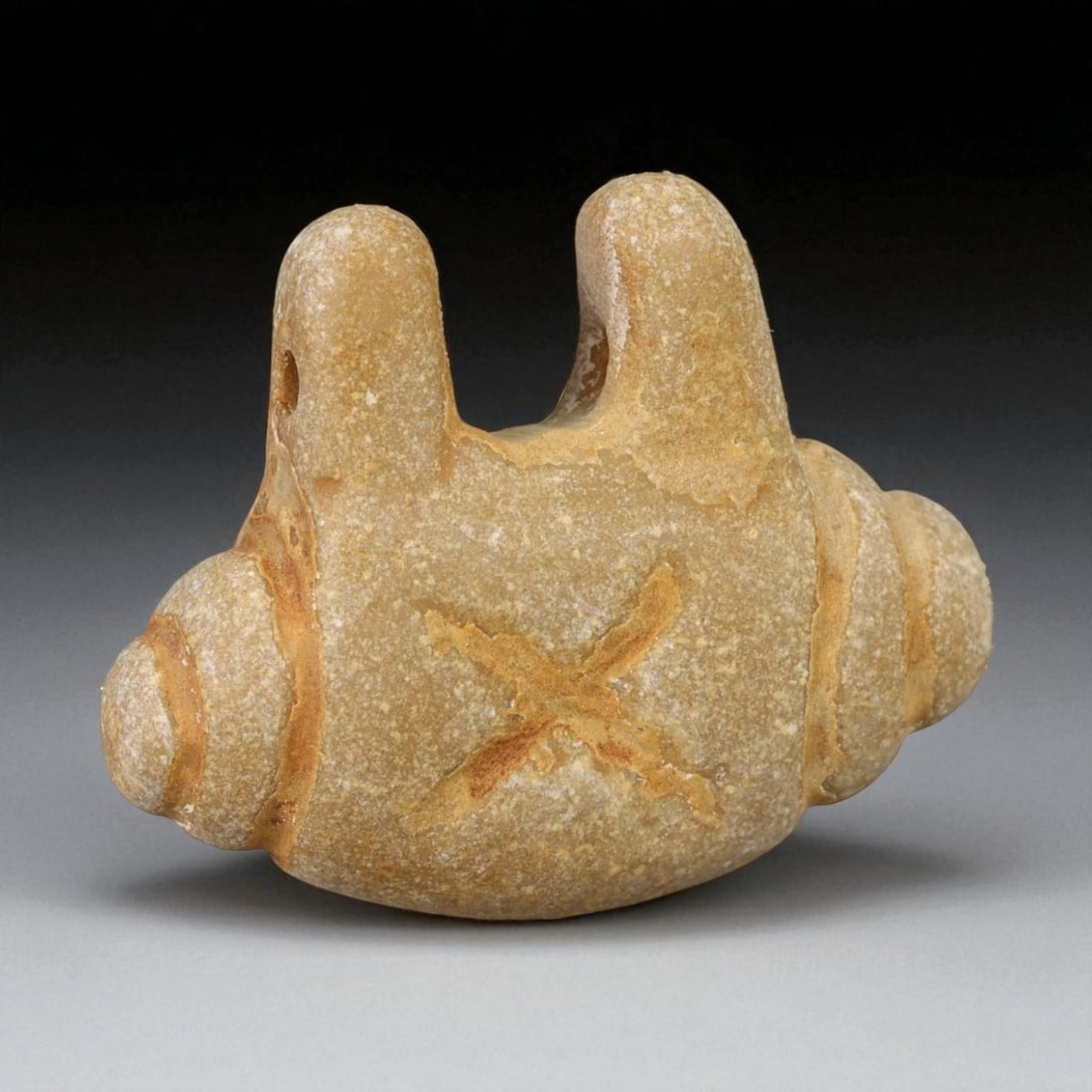 Ancient Indus Valley Twin-Post Stone Amulet with Cross Mark, c. 2600-1900 BCE, 2.6cm, 5A (1 of 2)