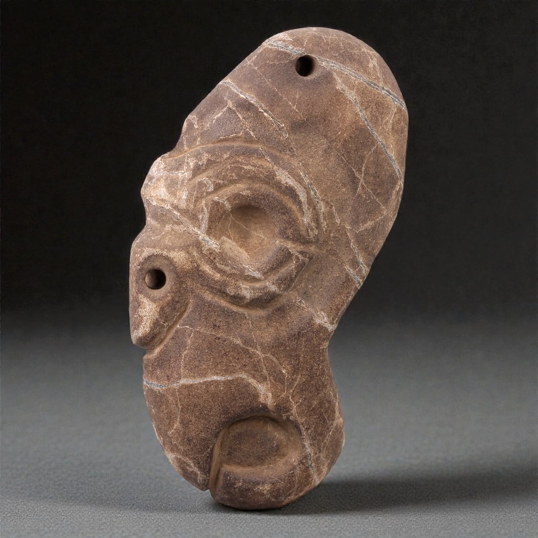A Pre-Columbian Mesoamerican Stone Anthropomorphic Pendant, Late Preclassic-Early Classic, 63R (1 of 2)