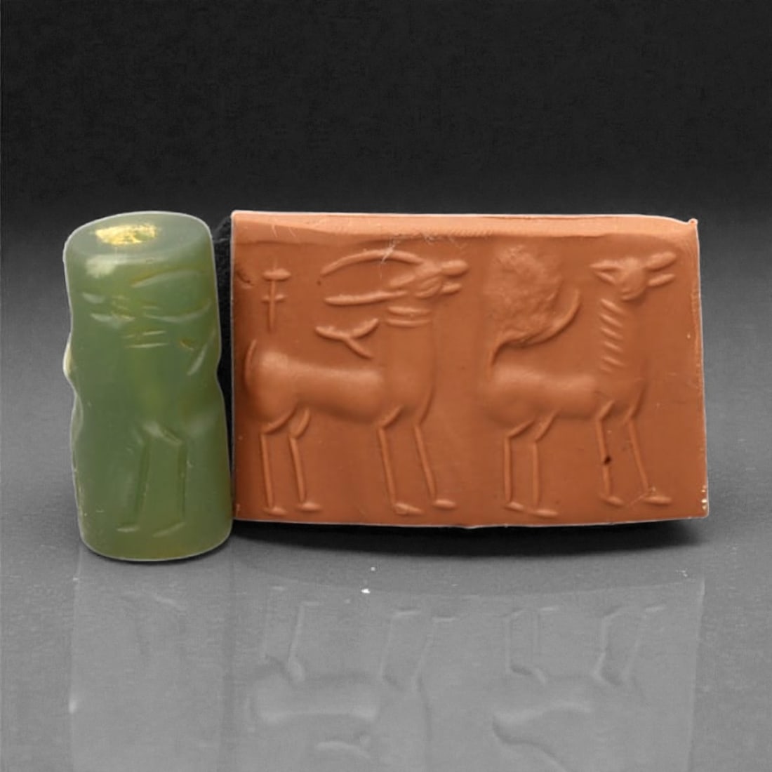 A Mesopotamian Stone Cylinder Seal, 3rd-2nd Millennium BCE, 3cm, 30DJ: This authentic cylinder seal from ancient Mesopotamia dates to the 2nd to 1st millennium BCE, a time when the art of carving miniature narratives on stone reached remarkable levels of refinement. Seal