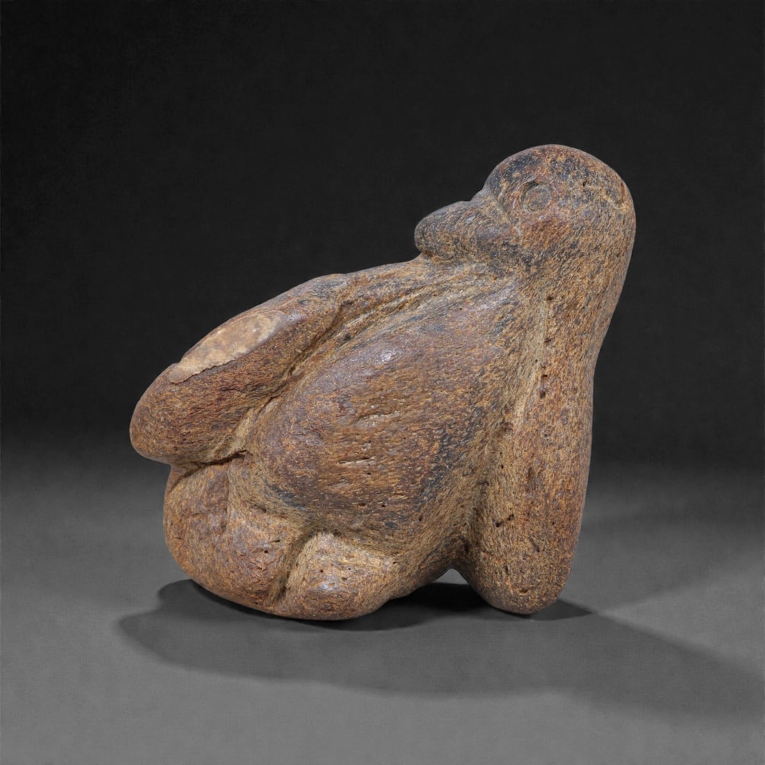 Ancient Fossil Bone Stone Zoomorphic Effigy - Seated Abstract Figure, 11F (1 of 2)