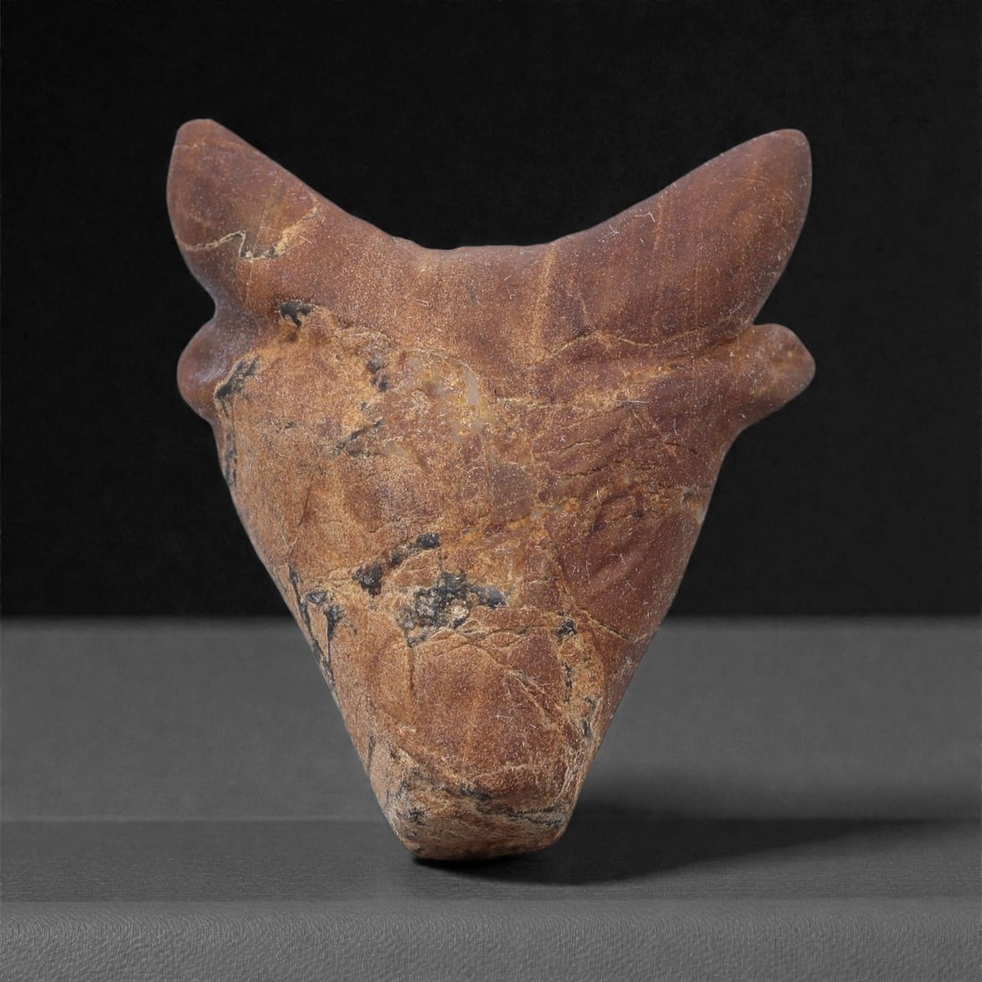 Ancient Stone Bovid Head - Zoomorphic Effigy, 63F (1 of 2)