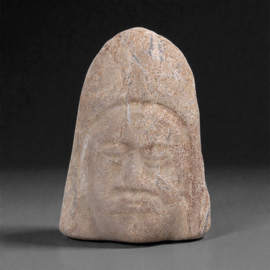 Ancient Stone Bust - Abstract Human Visage, 35G (1 of 2)