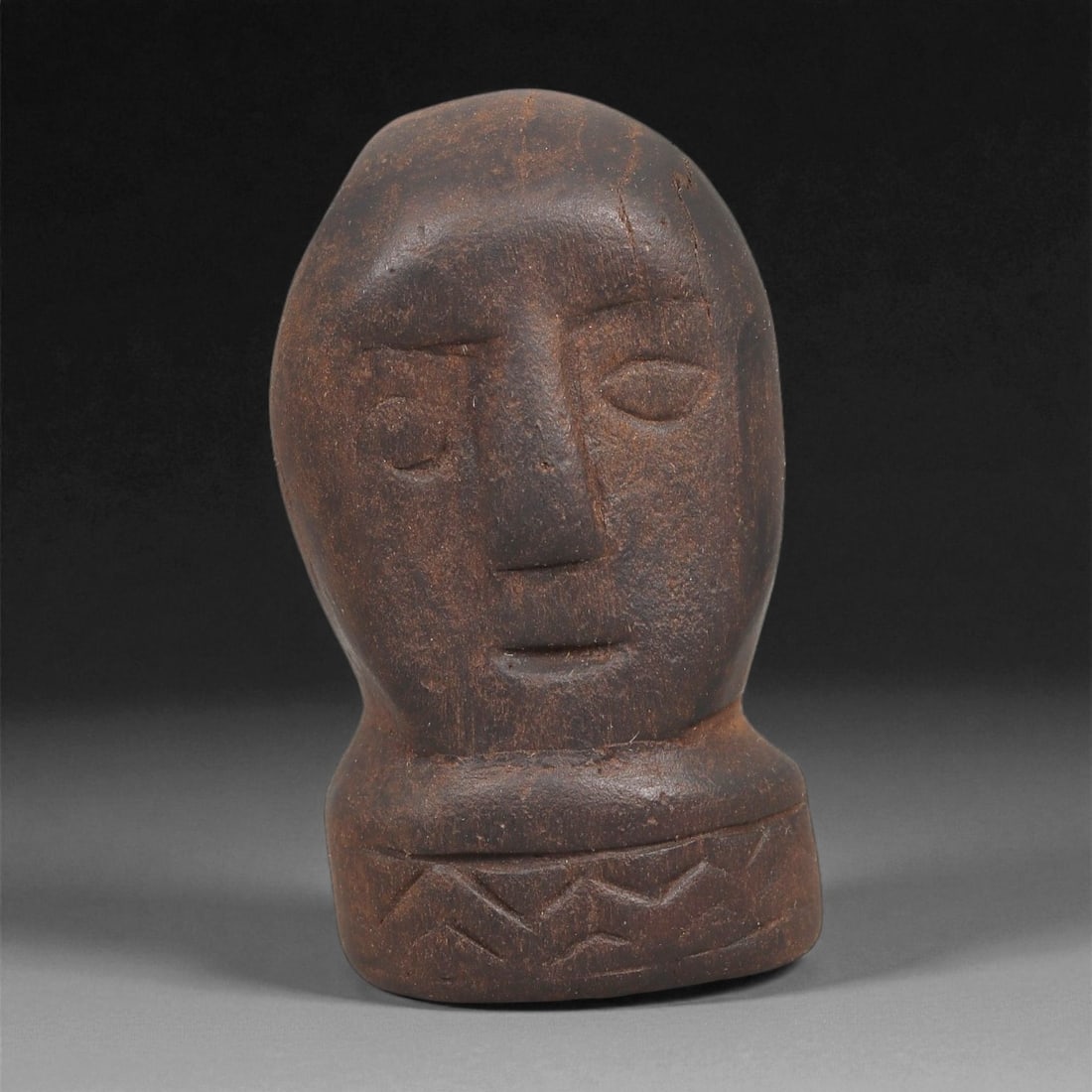 A Wooden Anthropomorphic Head, 19th-Early 20th Century, 45LD (1 of 2)