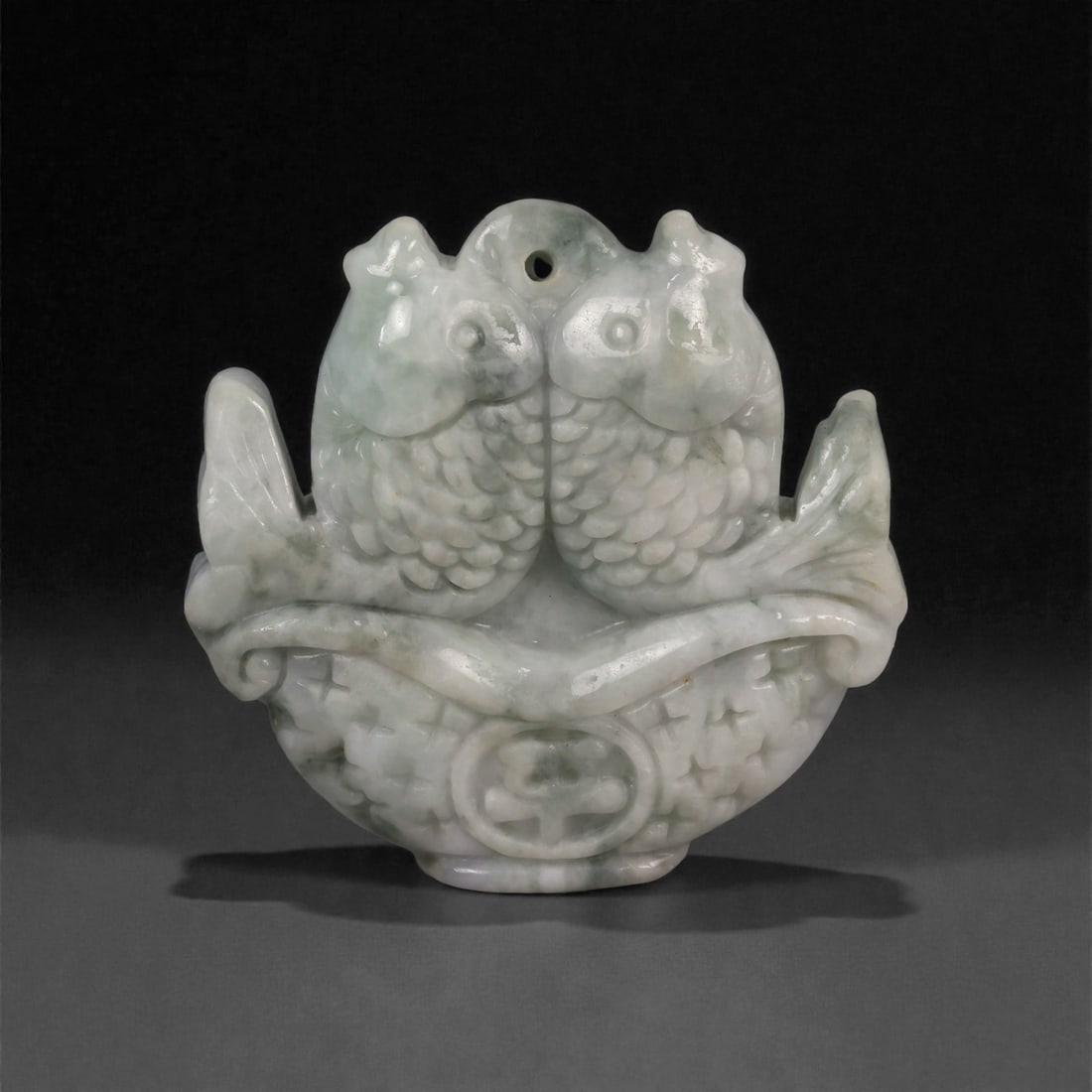 Chinese Jade Double Fish Amulet - Carved Pendant, 64G (1 of 2)