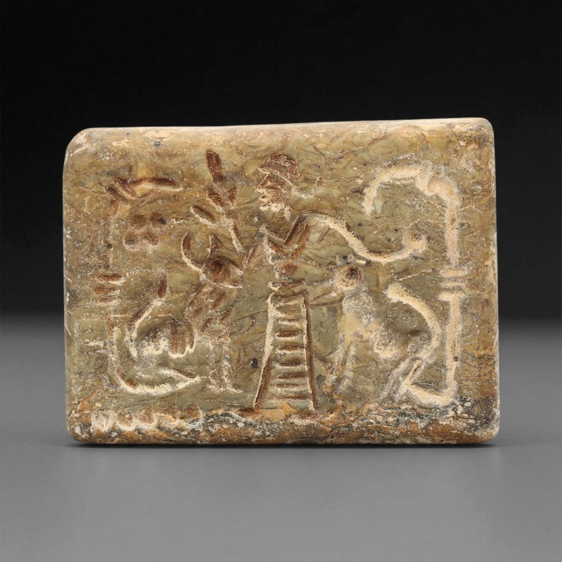 Ancient Akkadian Fossilized Stone Stamp Seal, c. 24th-22nd Century BCE, 4.3cm, 44ET (1 of 2)